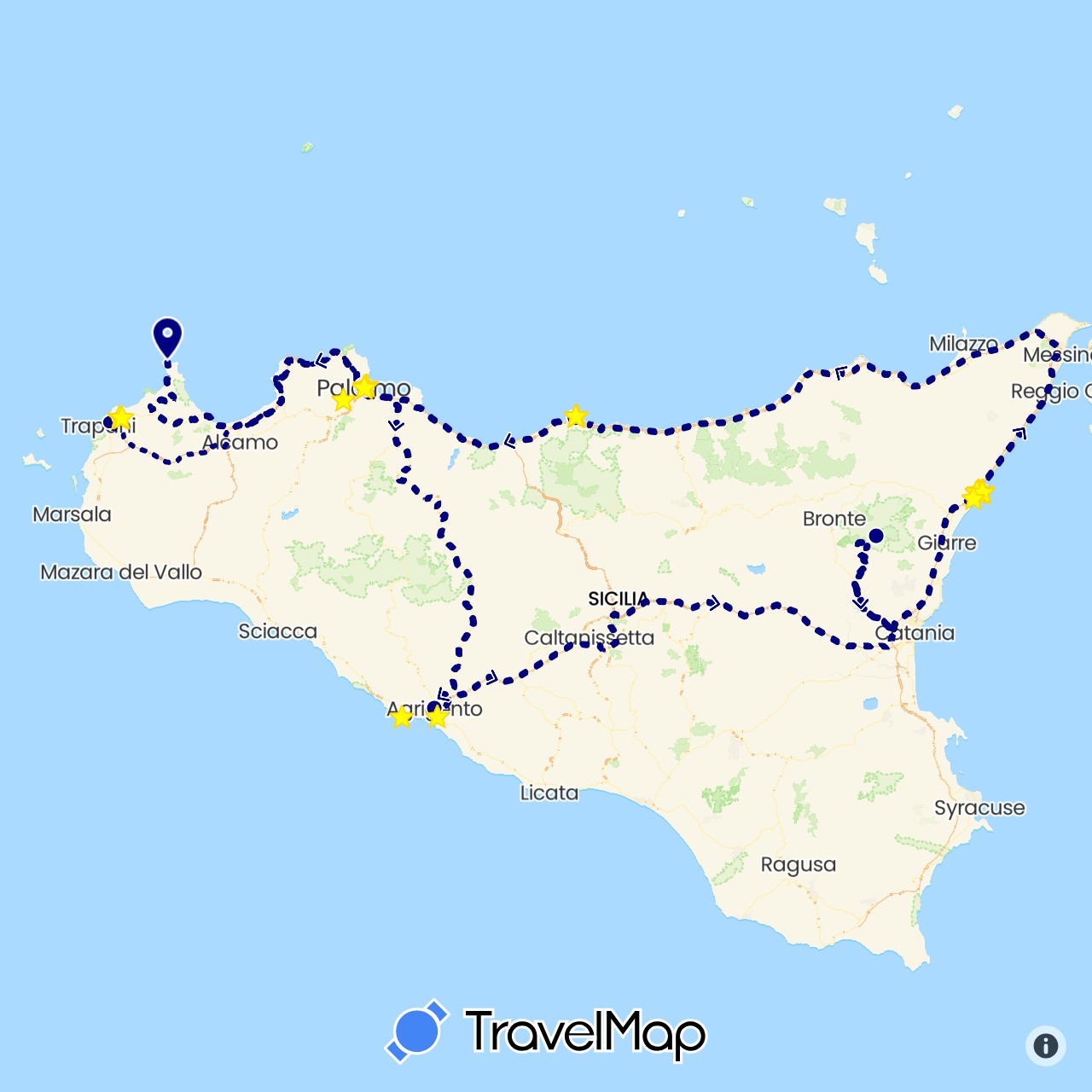 TravelMap itinerary: driving, bus