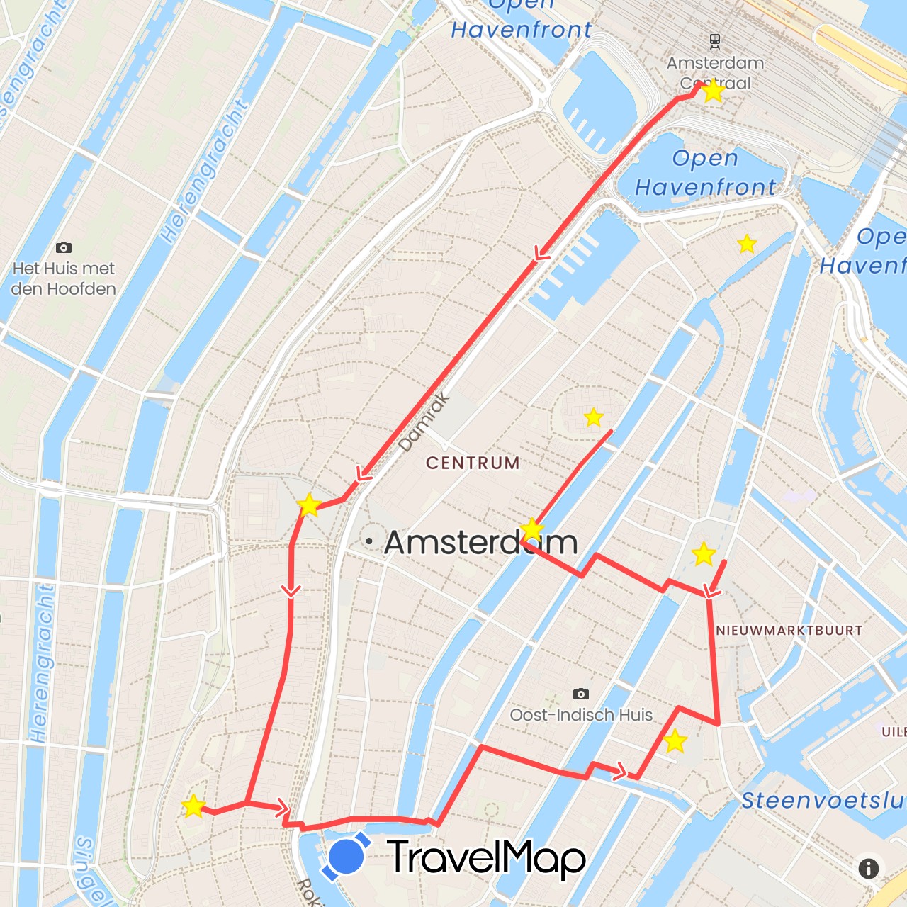 TravelMap itinerary: driving, bus, hiking