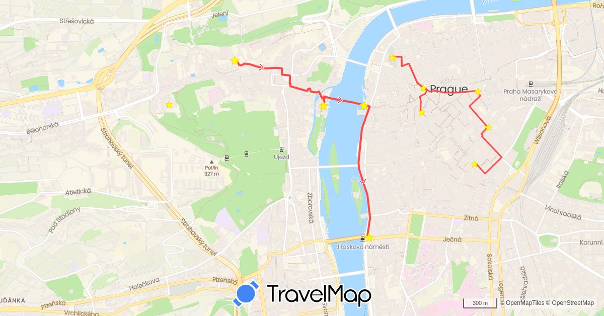 TravelMap itinerary: driving, hiking