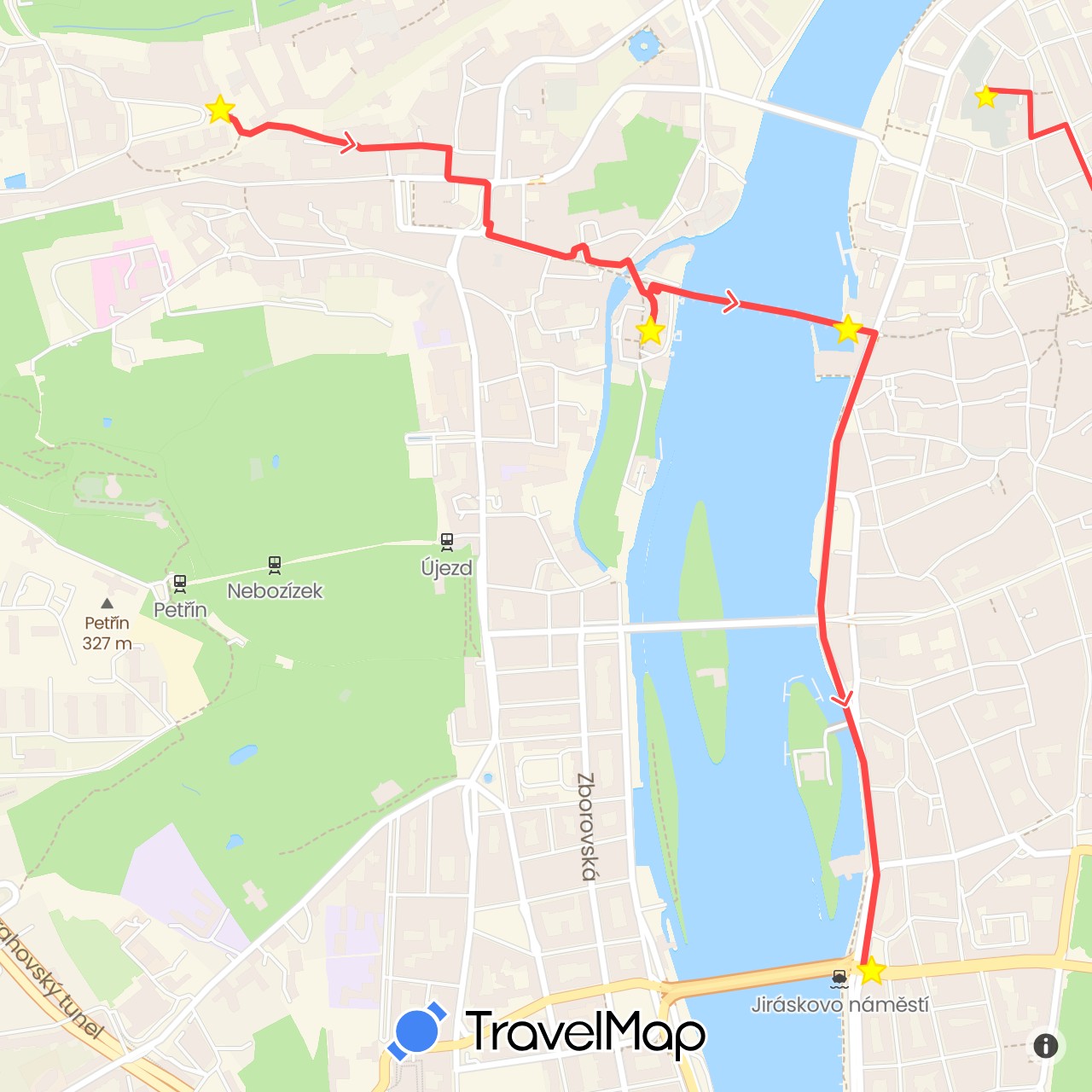 TravelMap itinerary: driving, hiking