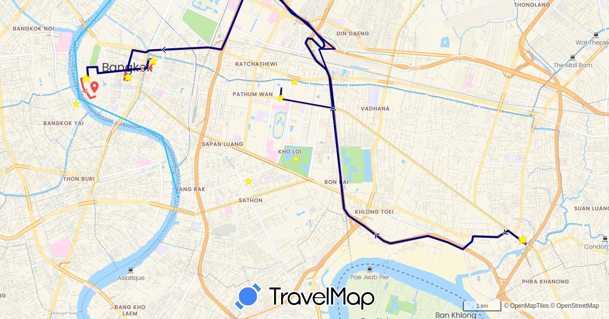 TravelMap itinerary: driving, hiking, boat