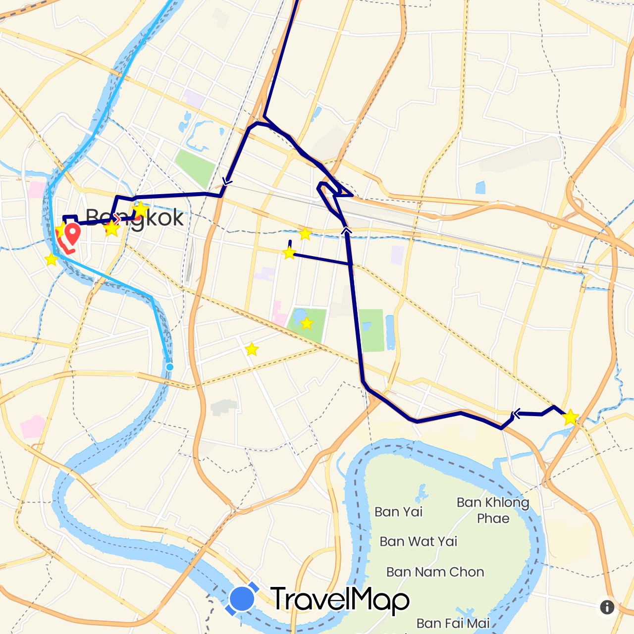 TravelMap itinerary: driving, hiking, boat