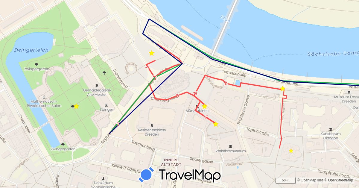 TravelMap itinerary: driving, bus, hiking