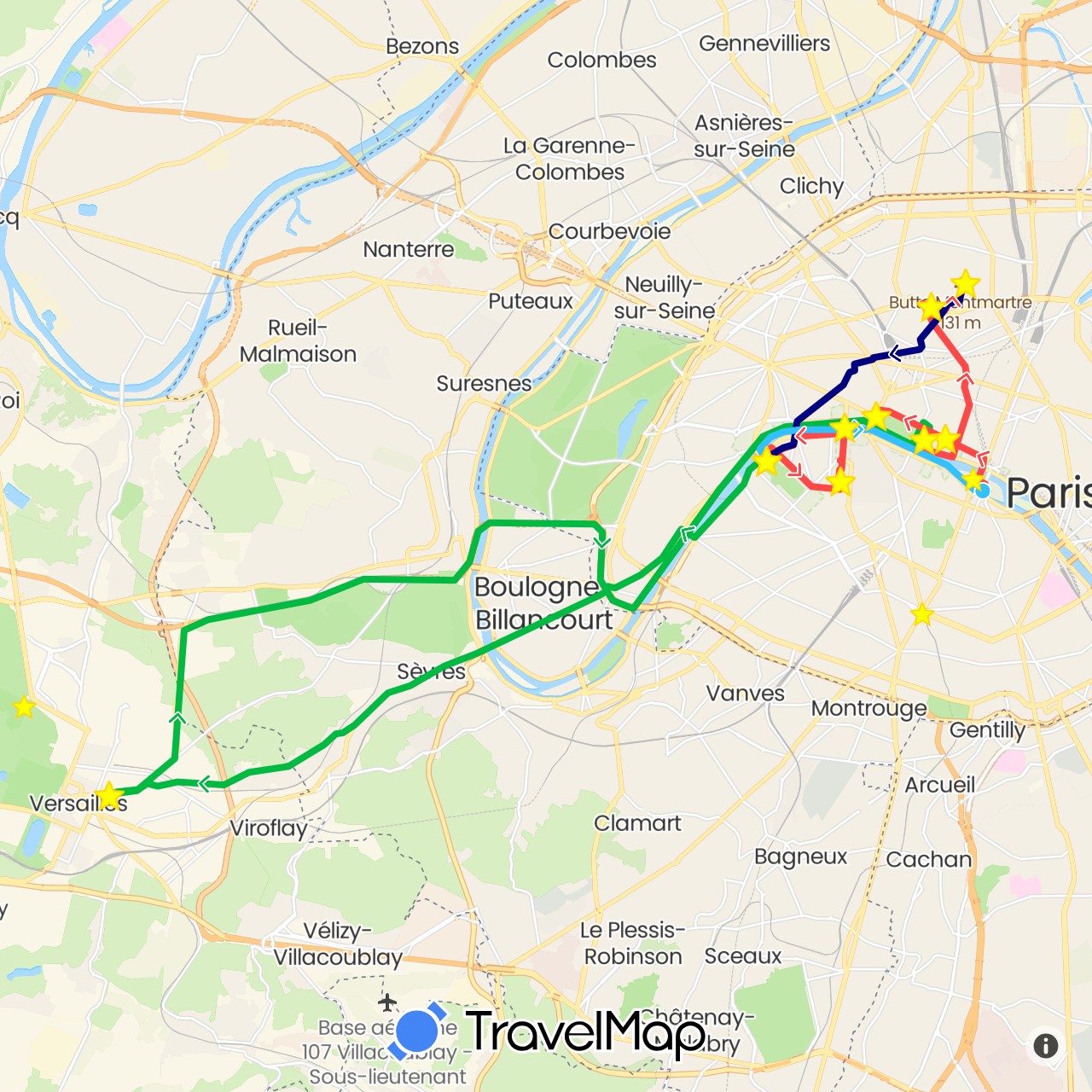 TravelMap itinerary: driving, bus, hiking, boat