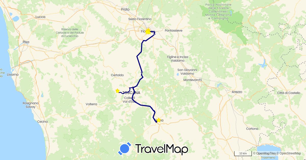 TravelMap itinerary: driving, hiking