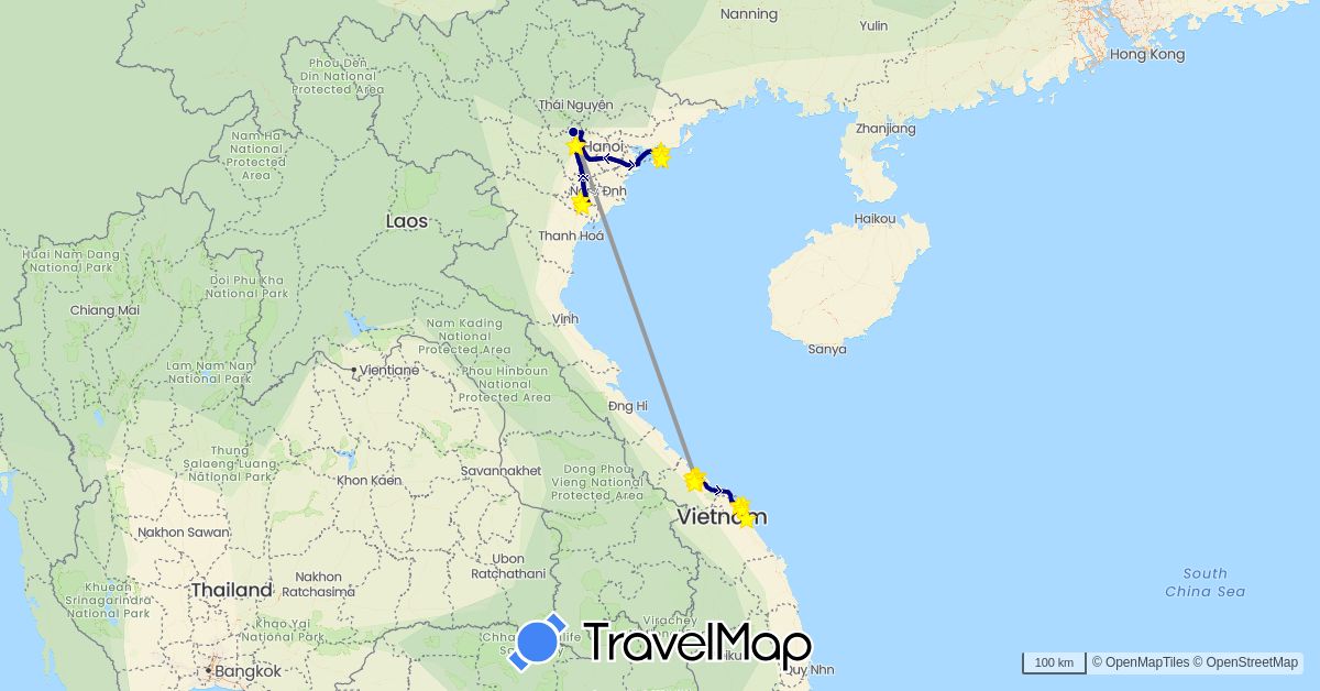 TravelMap itinerary: driving, plane, boat