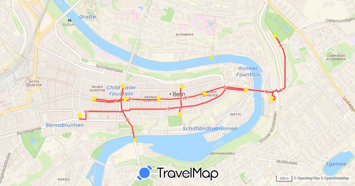 TravelMap itinerary: driving, hiking