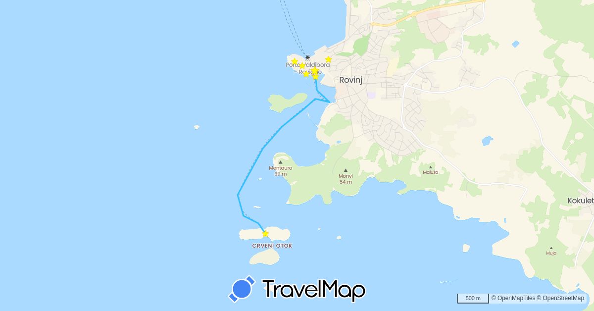 TravelMap itinerary: driving, boat