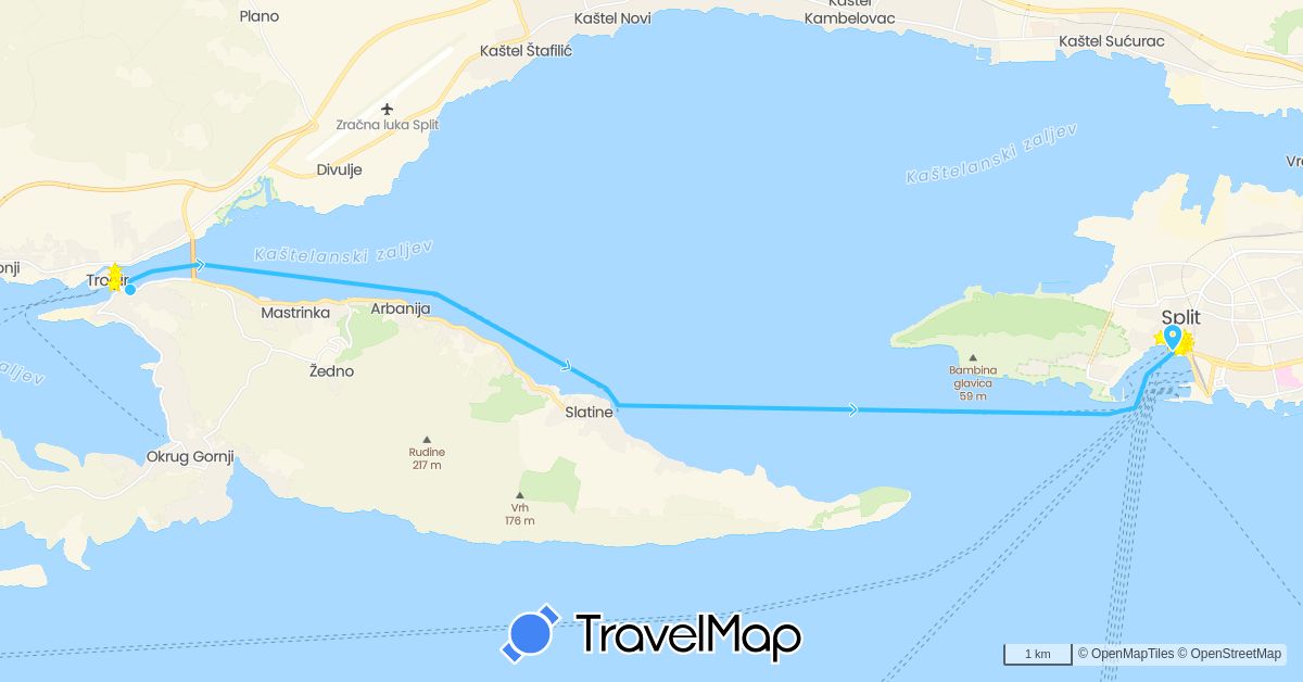 TravelMap itinerary: driving, boat