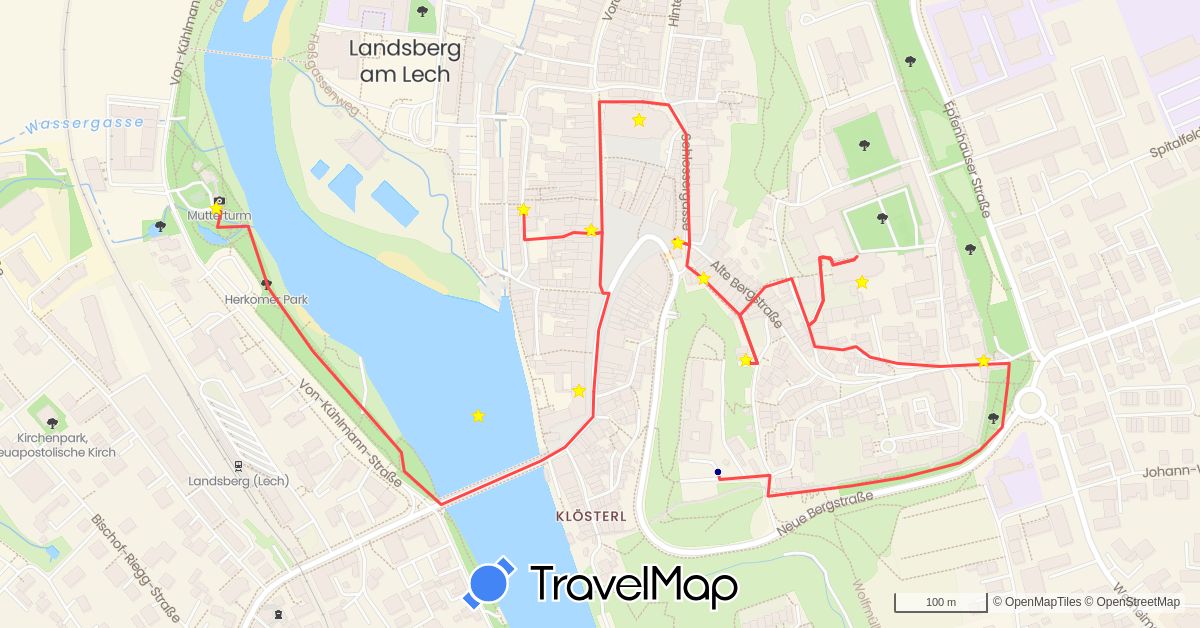 TravelMap itinerary: driving, hiking