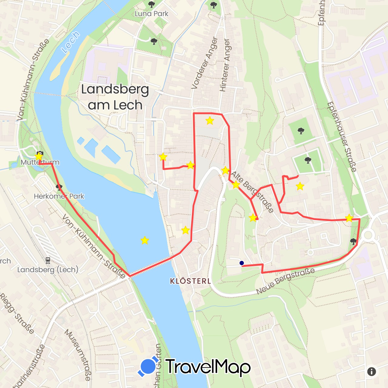 TravelMap itinerary: driving, hiking