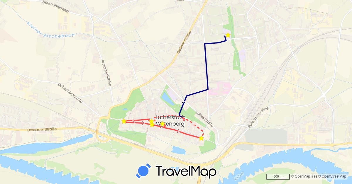 TravelMap itinerary: driving, hiking
