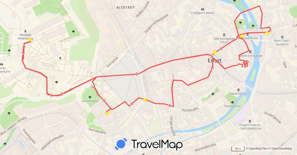 TravelMap itinerary: driving, hiking