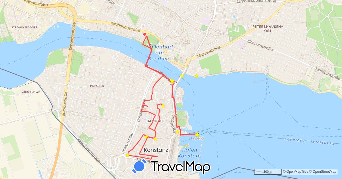 TravelMap itinerary: driving, hiking