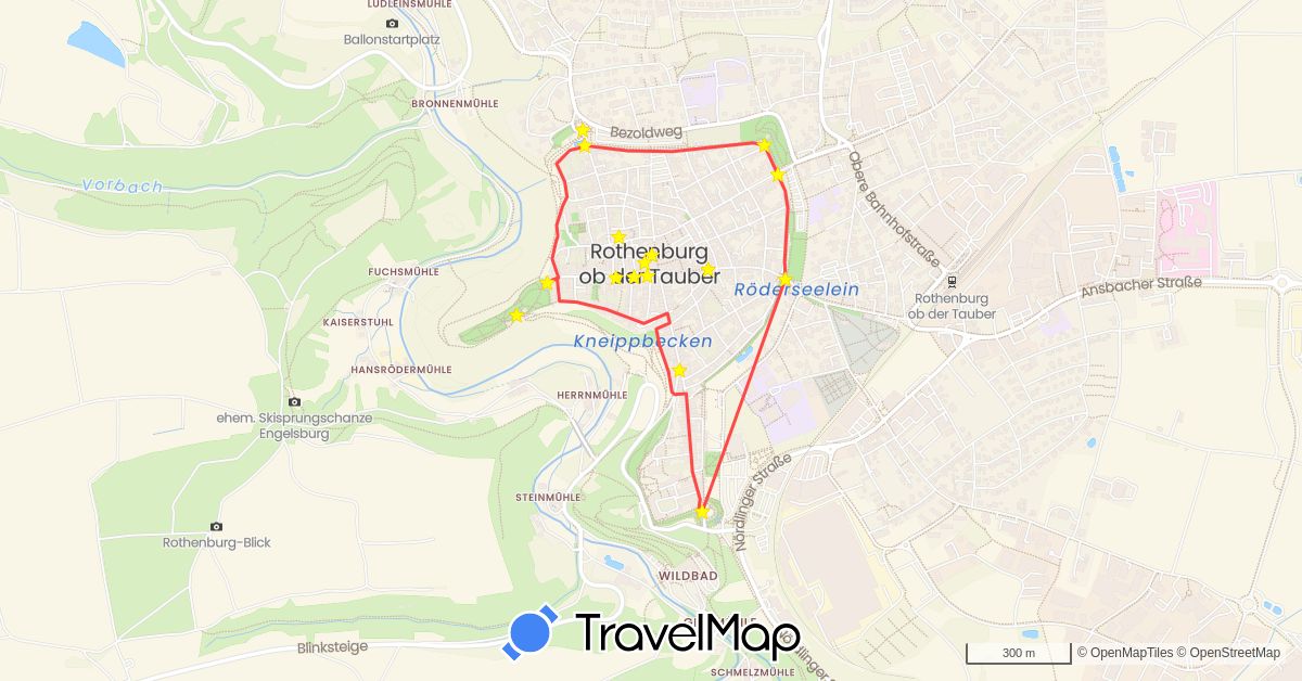 TravelMap itinerary: driving, hiking in Germany (Europe)