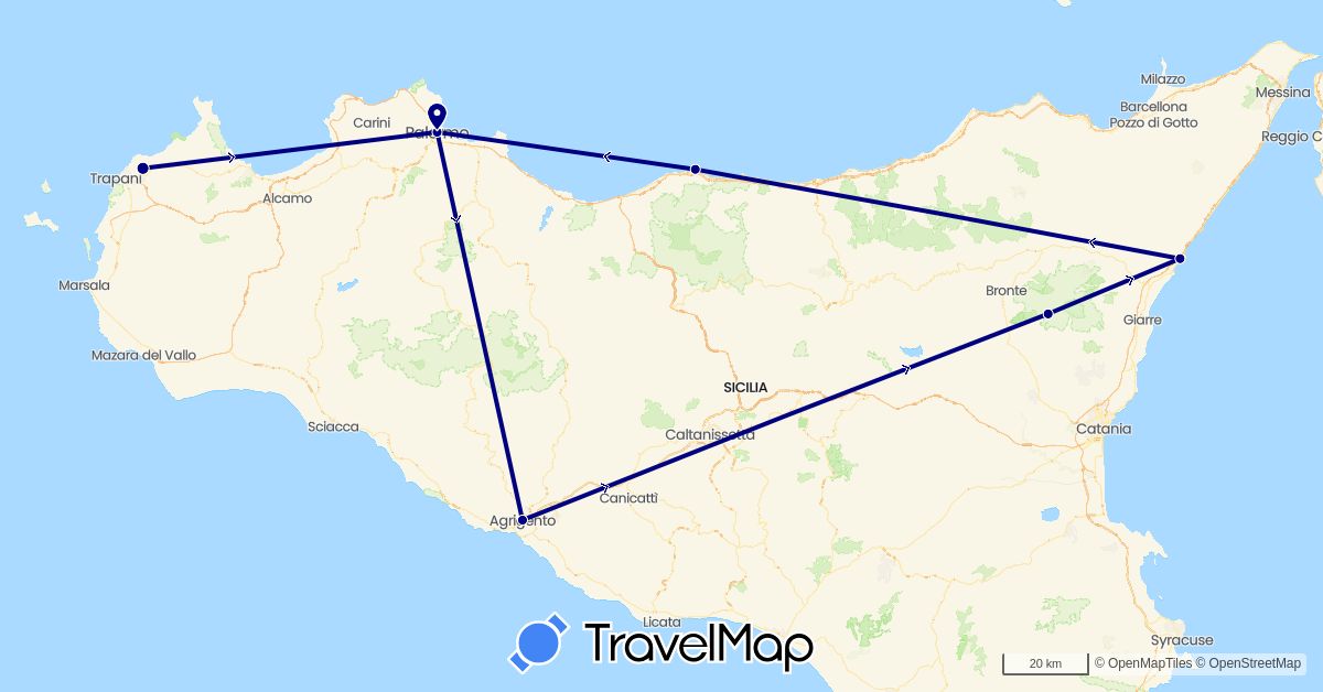 TravelMap itinerary: driving in Italy (Europe)