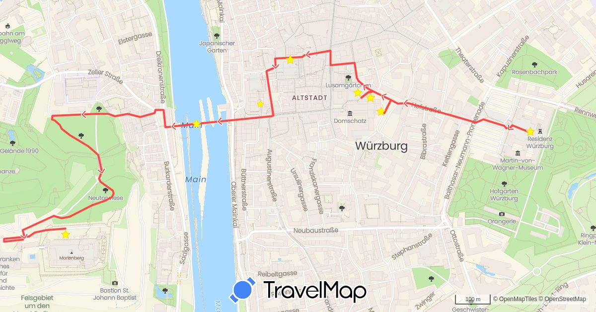 TravelMap itinerary: driving, hiking