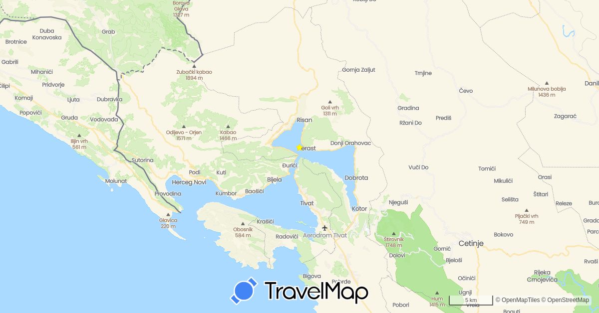 TravelMap itinerary: driving in Montenegro (Europe)