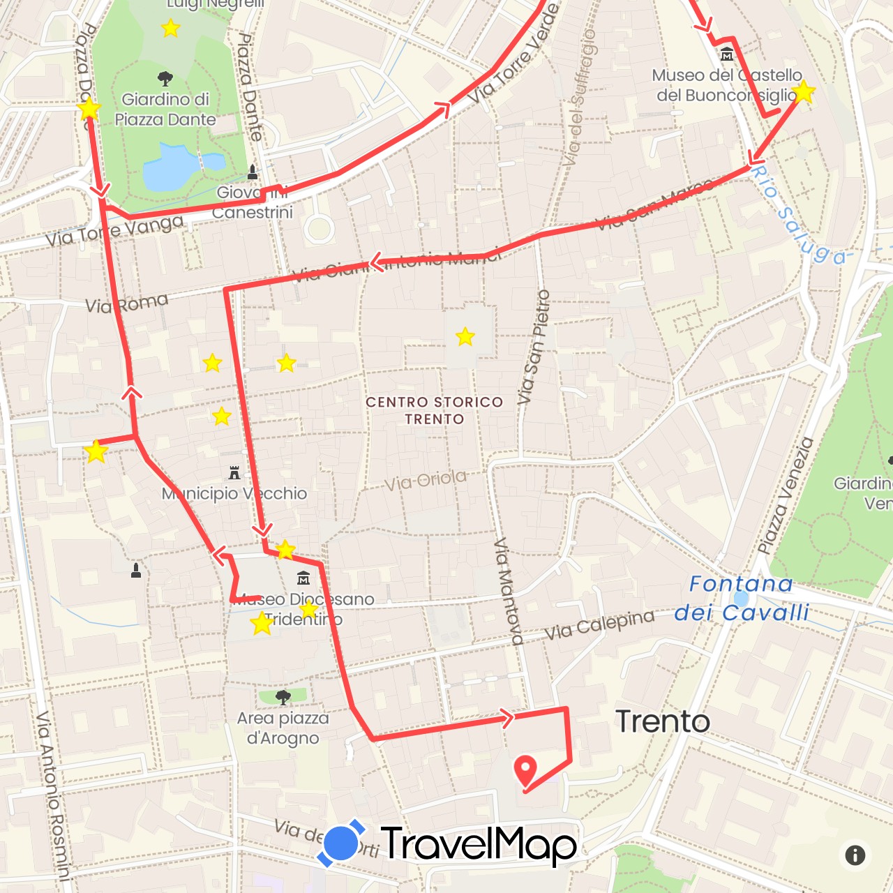 TravelMap itinerary: driving, hiking in Italy (Europe)