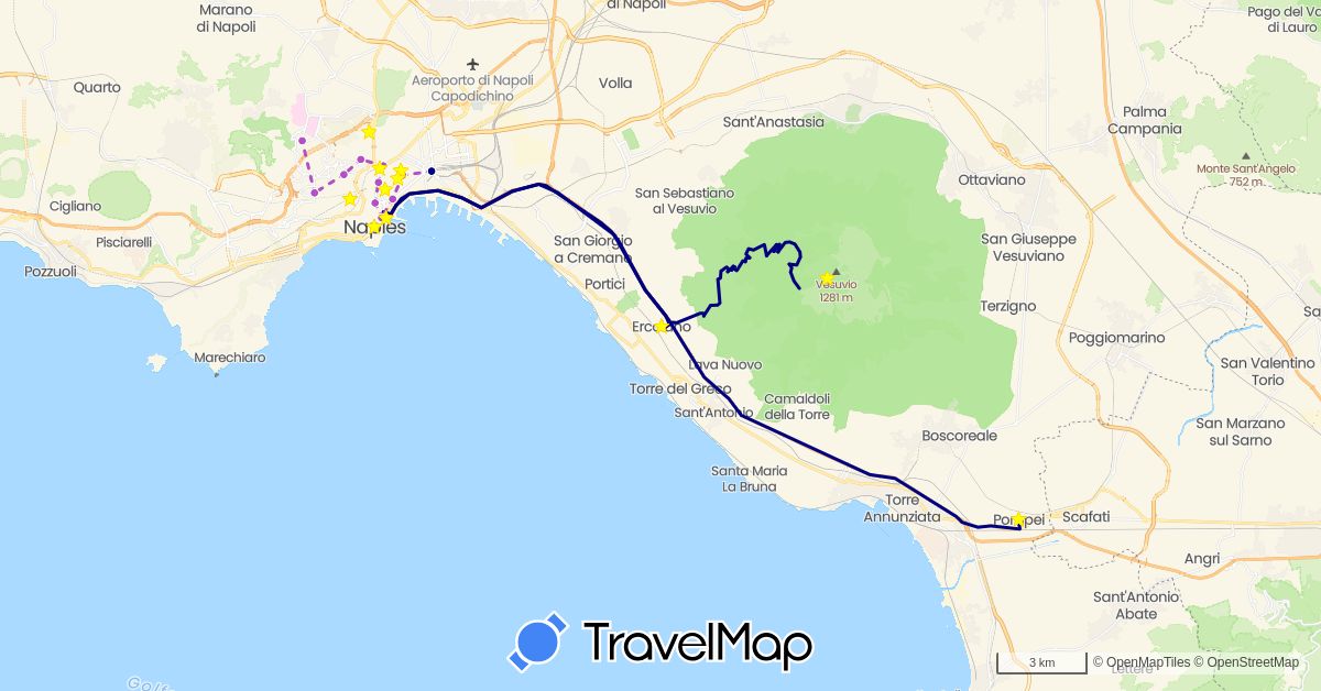 TravelMap itinerary: driving, train