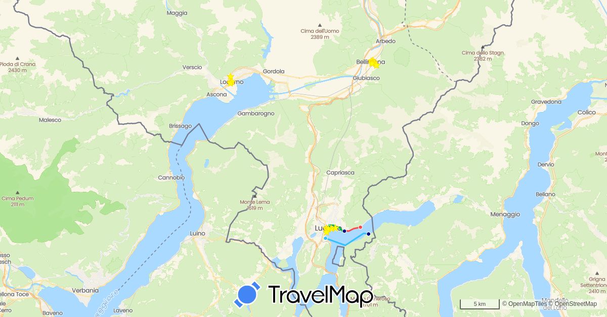 TravelMap itinerary: driving, bus, hiking, boat