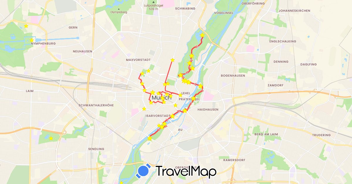TravelMap itinerary: driving, hiking