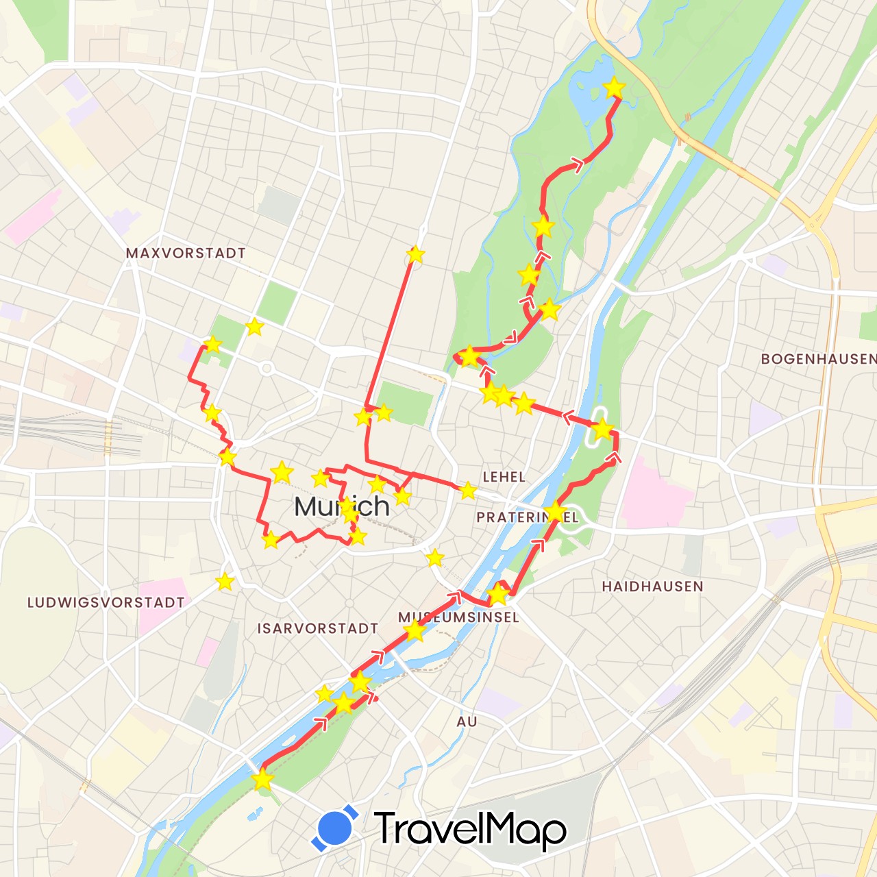 TravelMap itinerary: driving, hiking