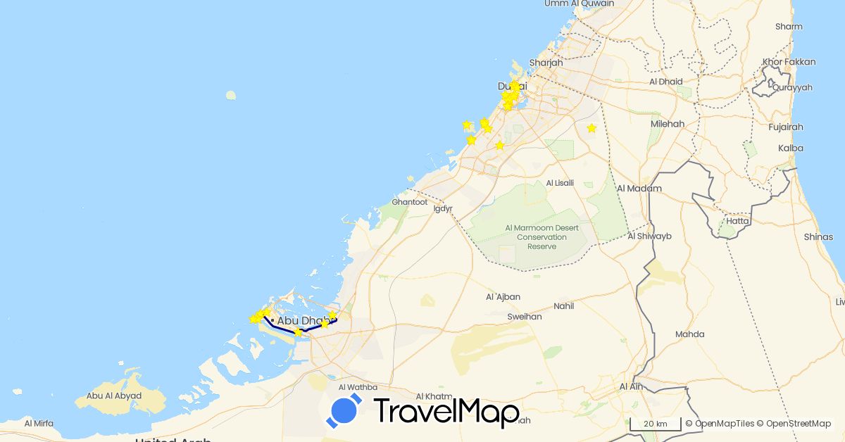 TravelMap itinerary: driving in United Arab Emirates (Asia)