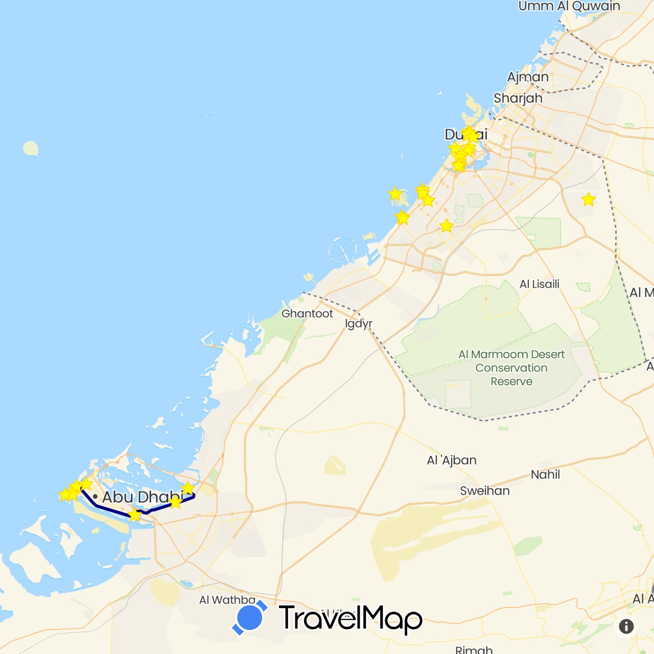 TravelMap itinerary: driving in United Arab Emirates (Asia)