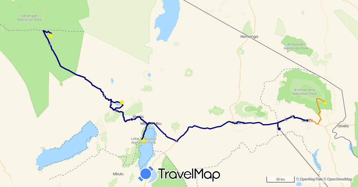 TravelMap itinerary: driving, plane, hitchhiking