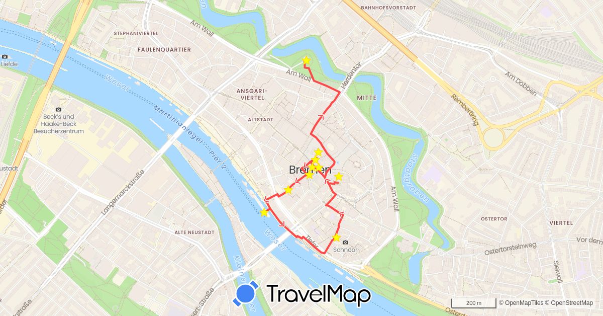 TravelMap itinerary: driving, hiking