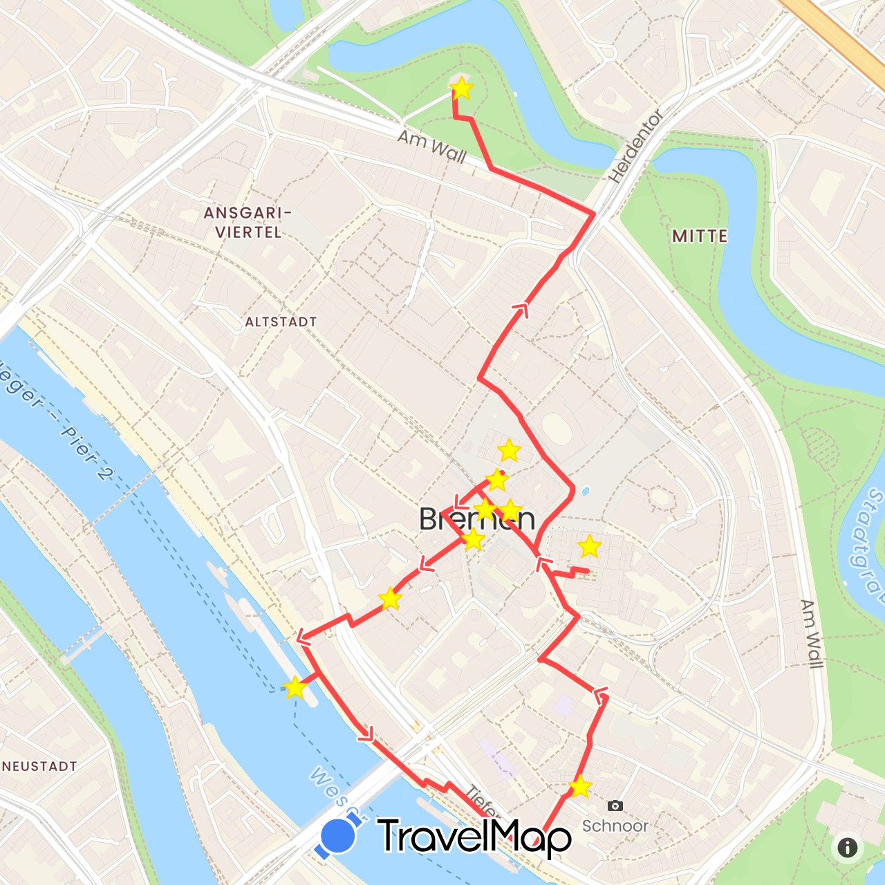 TravelMap itinerary: driving, hiking