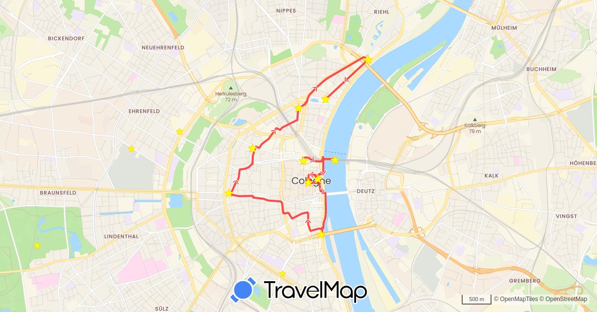 TravelMap itinerary: driving, hiking