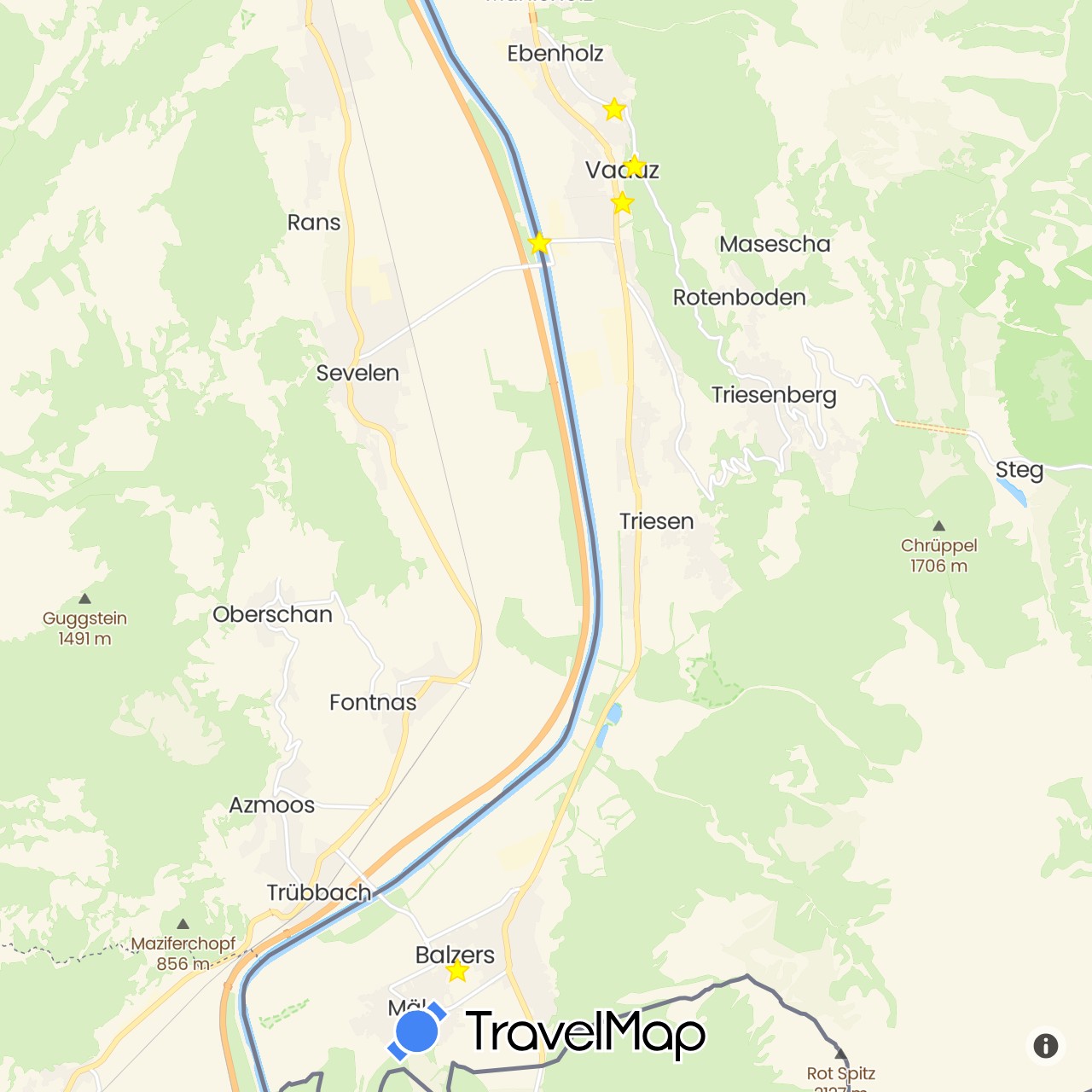 TravelMap itinerary: driving