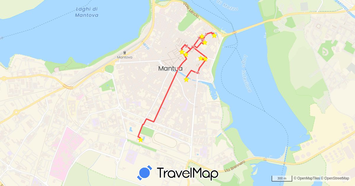 TravelMap itinerary: driving, hiking