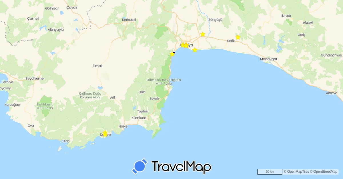 TravelMap itinerary: driving, electric vehicle