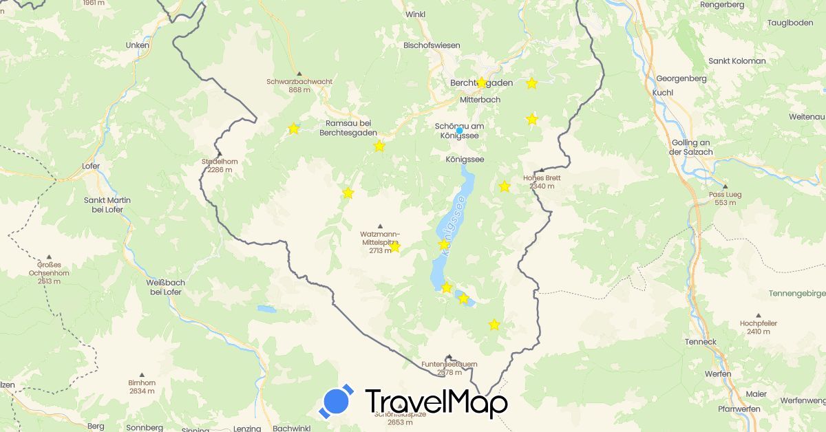 TravelMap itinerary: driving, boat