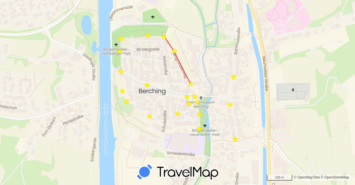 TravelMap itinerary: driving, hiking