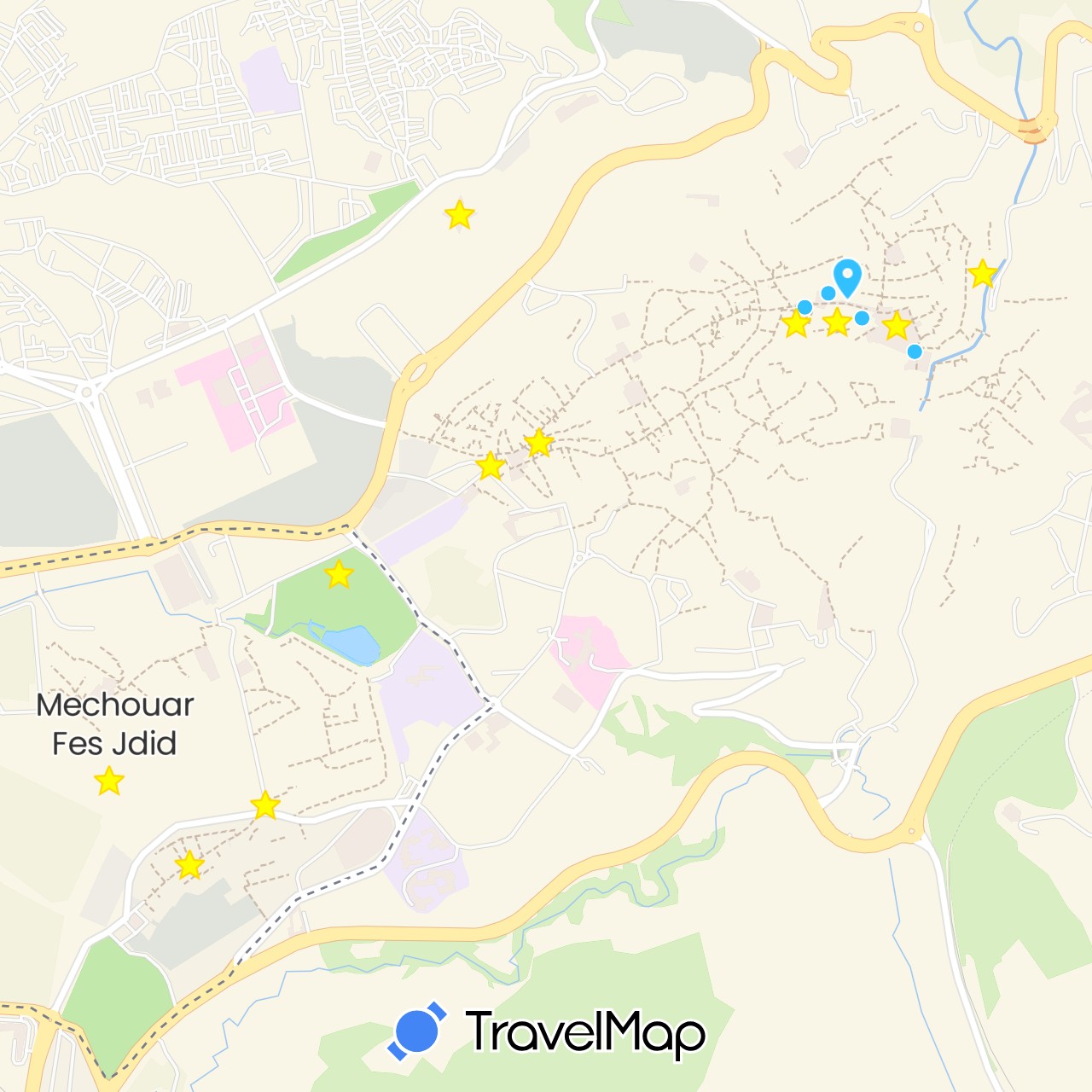 TravelMap itinerary: driving, boat in Morocco (Africa)