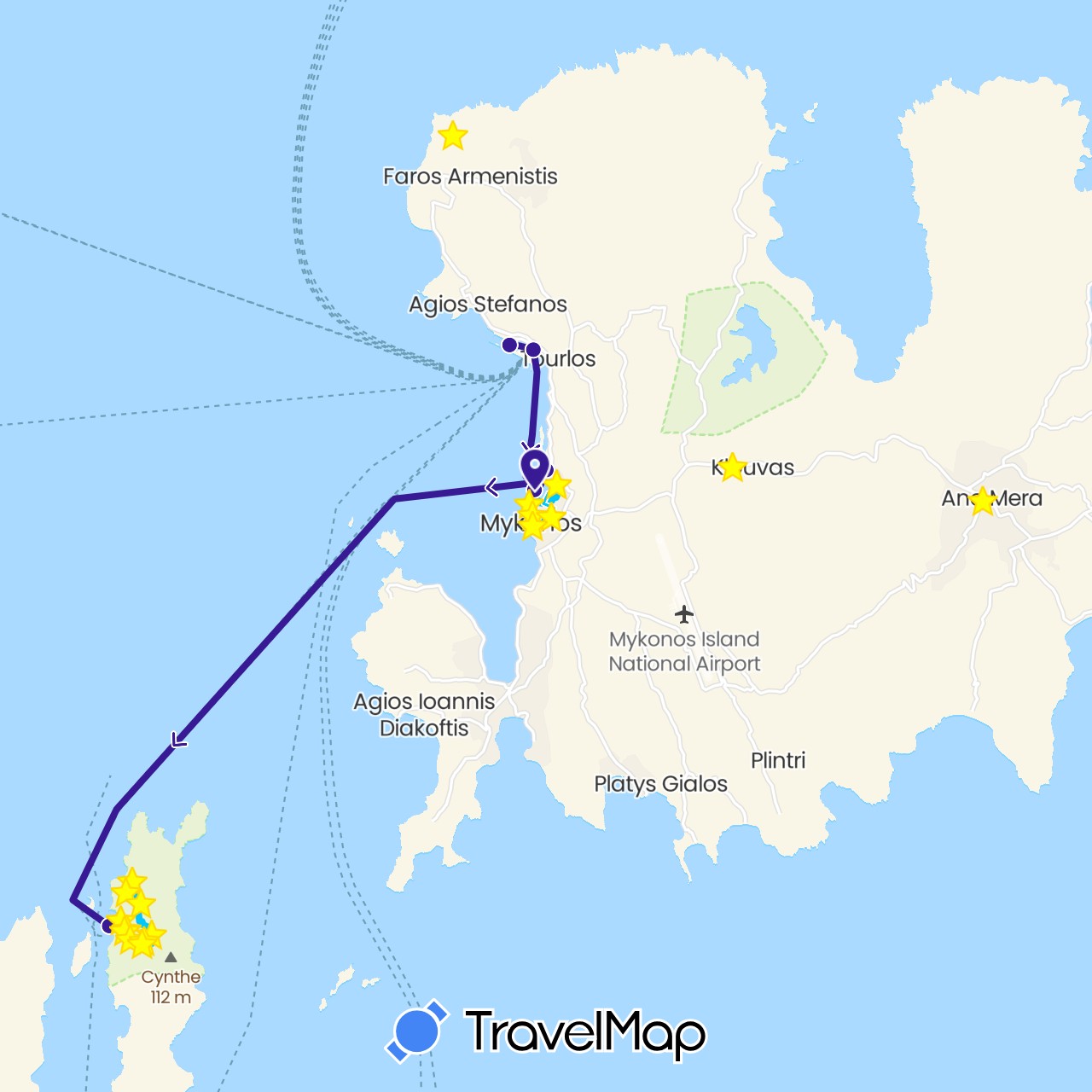 TravelMap itinerary: driving, zu fuß, boot