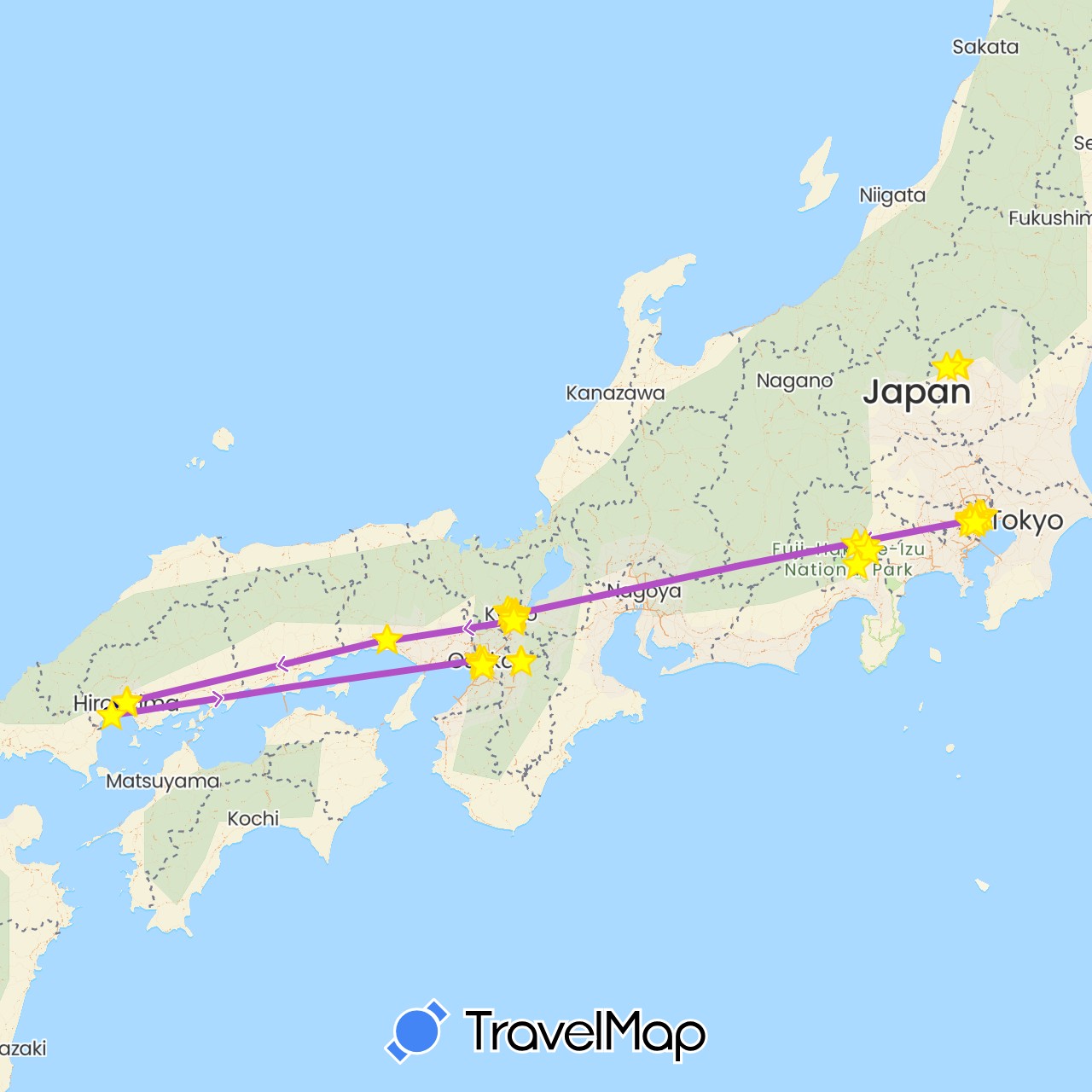 TravelMap itinerary: driving, plane