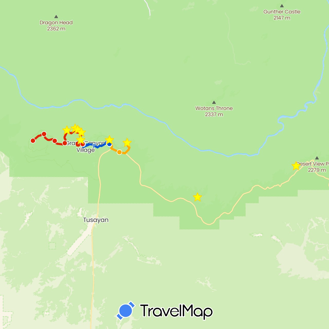 TravelMap itinerary: driving, orange linie, blaue linie, rote linie