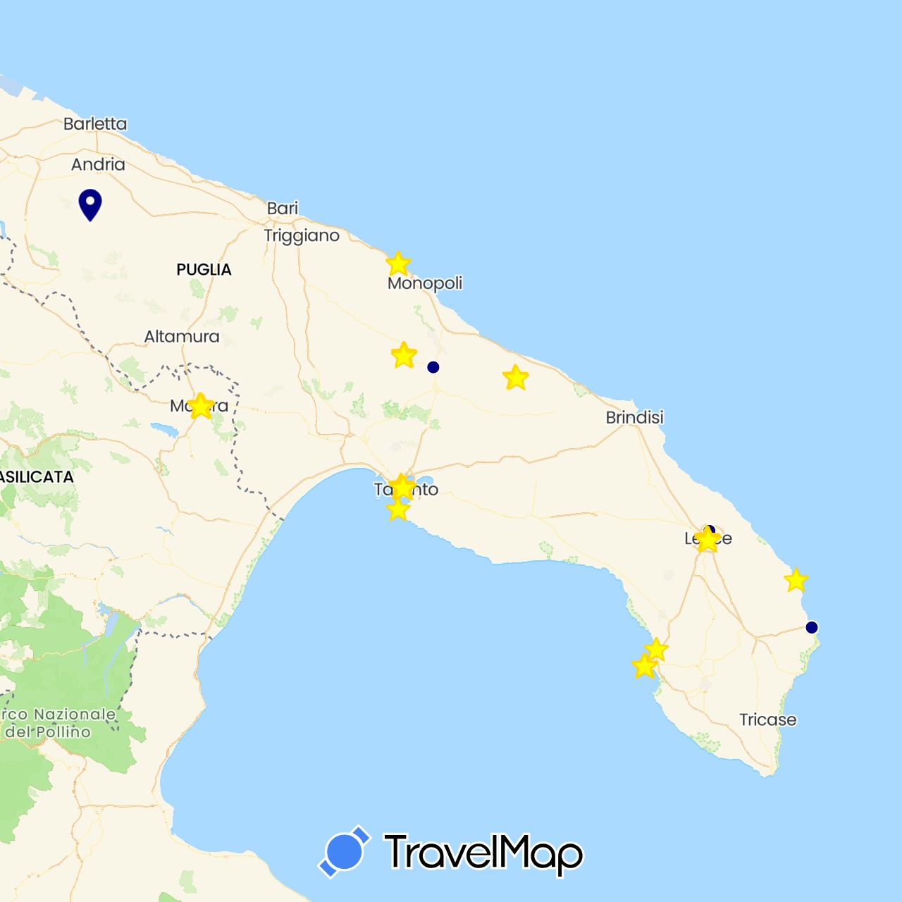 TravelMap itinerary: driving, hiking, hitchhiking