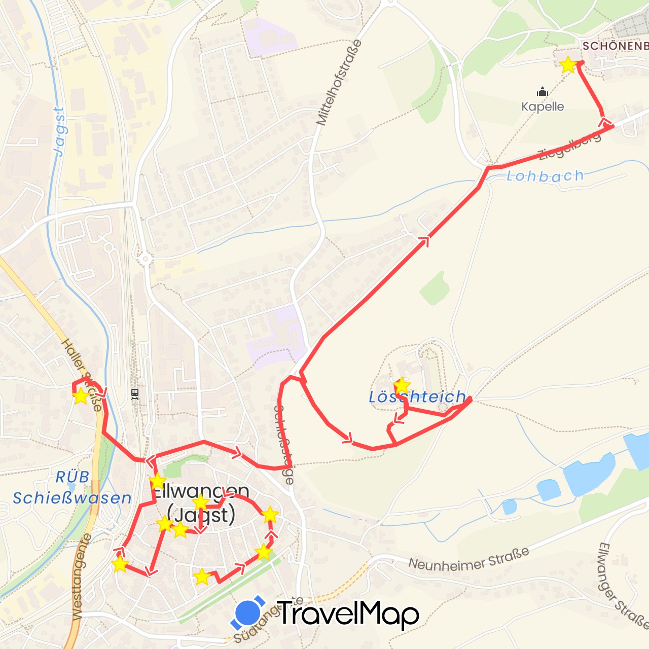 TravelMap itinerary: hiking