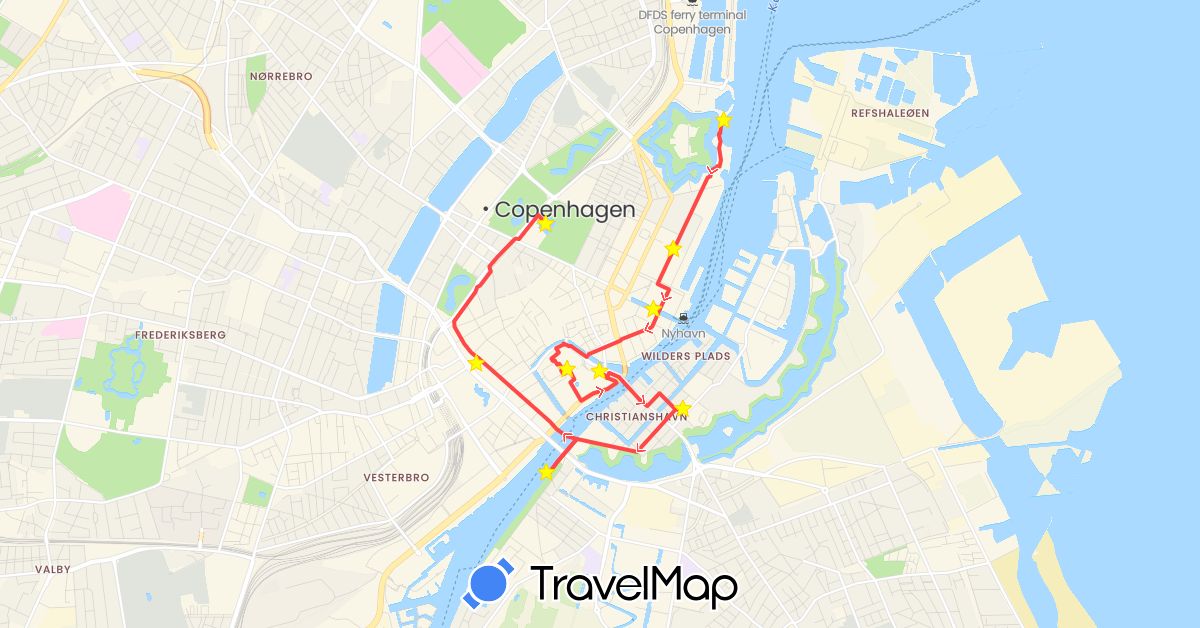 TravelMap itinerary: driving, hiking