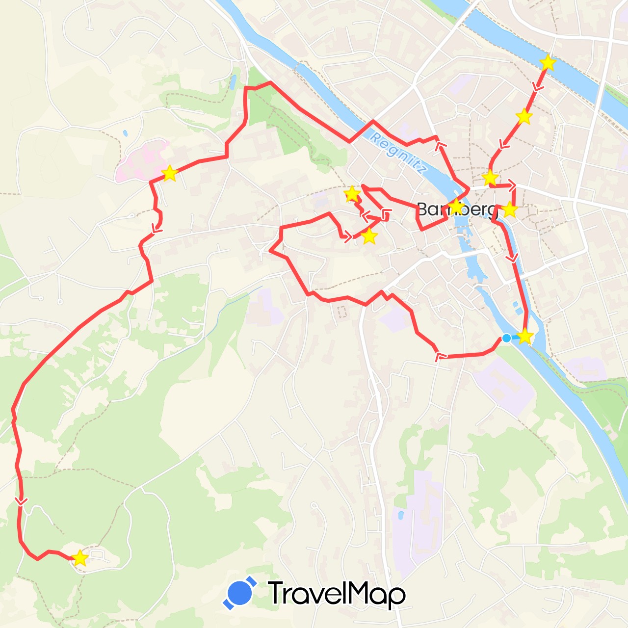 TravelMap itinerary: driving, hiking, boat