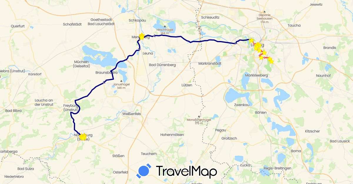TravelMap itinerary: driving, hiking