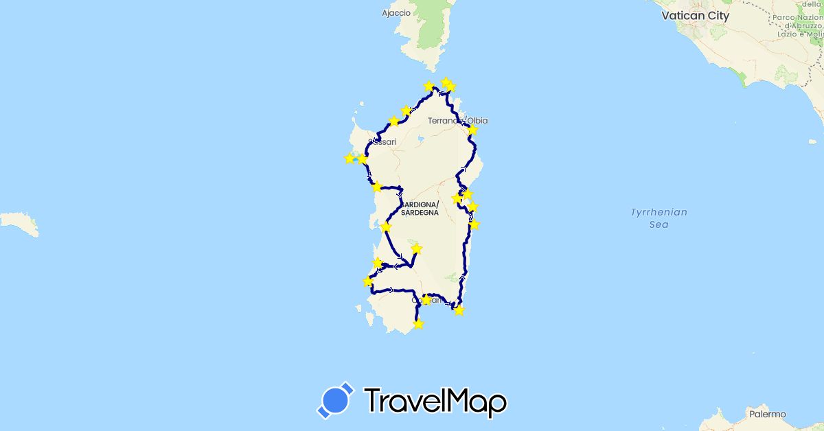 TravelMap itinerary: driving, boat